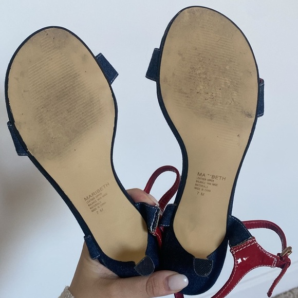 Monroe & Main Maribeth Blue & Red Heels - Picture 4 of 5